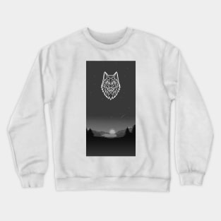 Black wolf geometric style Crewneck Sweatshirt